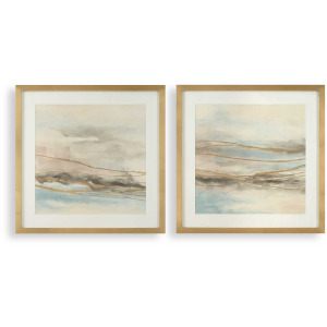 So Golden Abstract Landscape Prints Set/2