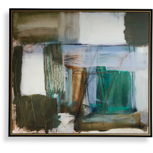 Green Fields Framed Abstract Canvas