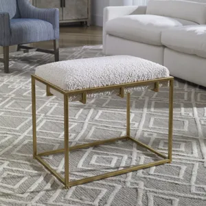 Paradox Small Gold & White Shearling Bench