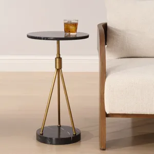 Rosston Black Marble Accent Table