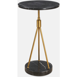 Rosston Black Marble Accent Table