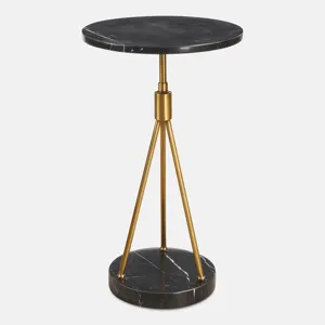 Rosston Black Marble Accent Table