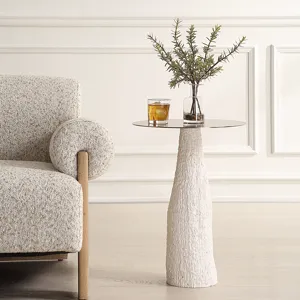 Hollen White Stone Accent Table