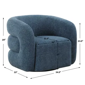 Junie Blue Swivel Barrel Chair