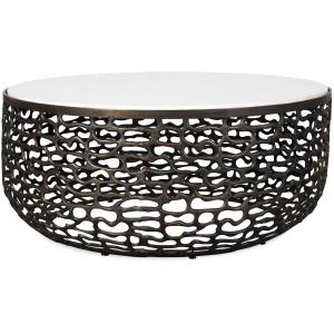 Sabena White Marble Outdoor Coffee Table