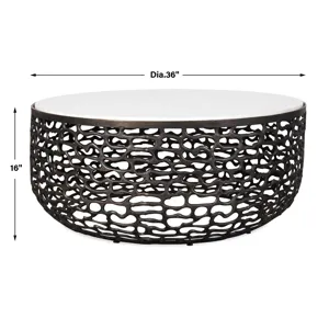 Sabena White Marble Outdoor Coffee Table