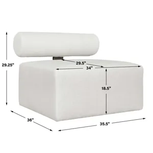 Bolster Back White Armless Outdoor Sofa