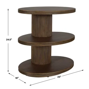 Top Tier Oval Walnut Side Table