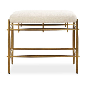 Karleen Plush White Small Brass Bench
