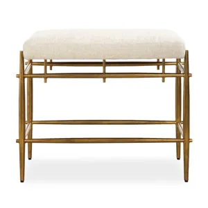 Karleen Plush White Small Brass Bench