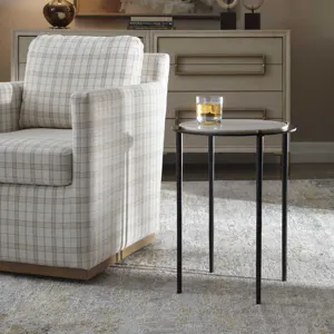 Wren Round White Marble Accent Table