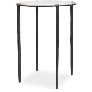 Wren Round White Marble Accent Table