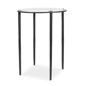 Wren Round White Marble Accent Table