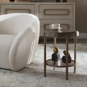 Cusano Round Dark Marble Accent Table