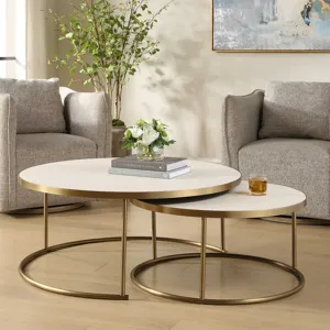 Aragon White Nesting Coffee Tables Set/2