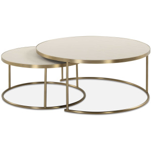 Aragon White Nesting Coffee Tables Set/2