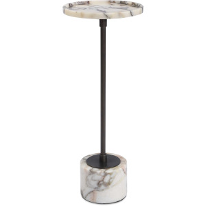 Brunson White Marble Drink Table