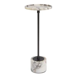 Brunson White Marble Drink Table