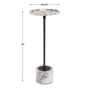 Brunson White Marble Drink Table