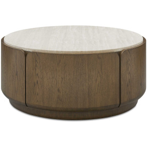 Tindall Round Travertine Coffee Table