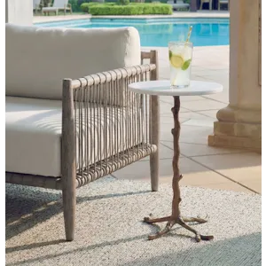 Calais White Marble Accent Table