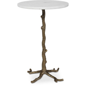 Calais White Marble Accent Table