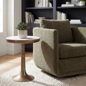 Gianno Round White Marble Side Table