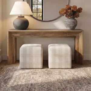 Joie Porcelain Plaid Ottoman