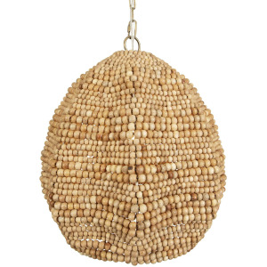 Kauri 1 Light Wooden Bead Pendant