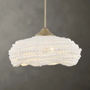 Biddeford 5 Light White Beaded Pendant