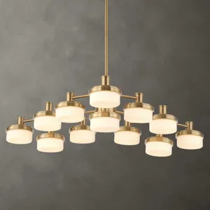 Wedge 12 Lt LED Brass Chandelier