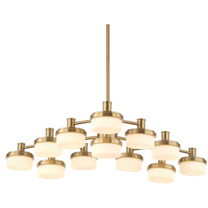 Wedge 12 Lt LED Brass Chandelier
