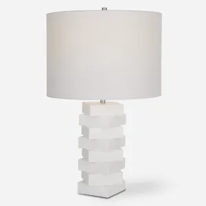 Ascent White Geometric Table Lamp
