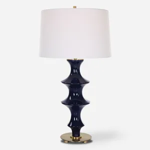 Coil Sculpted Blue Table Lamp