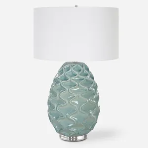Laced Up Sea Foam Glass Table Lamp