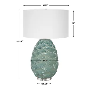 Laced Up Sea Foam Glass Table Lamp