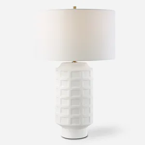 Window Pane White Table Lamp