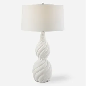 Twisted Swirl White Table Lamp