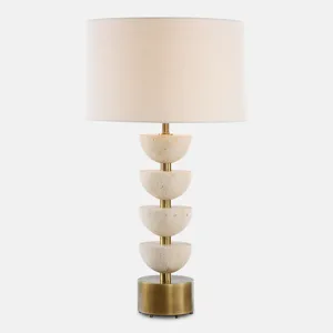 Hemisphere Travertine Table Lamp