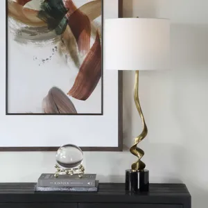 Spiraling Cordless Brass Buffet Lamp