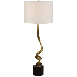 Spiraling Cordless Brass Buffet Lamp
