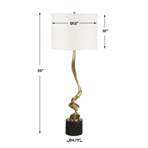 Spiraling Cordless Brass Buffet Lamp