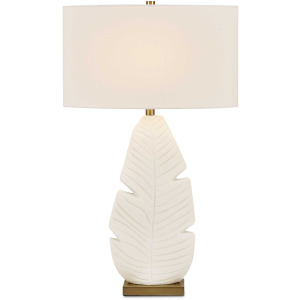 Palm Leaf White Table Lamp