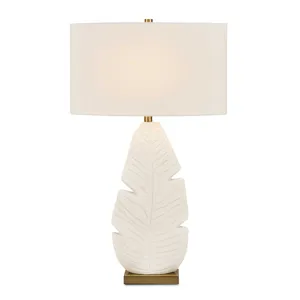 Palm Leaf White Table Lamp