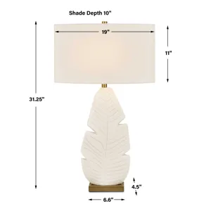 Palm Leaf White Table Lamp