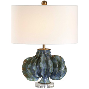 Ruffle Up Blue Green Table Lamp