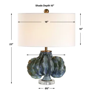 Ruffle Up Blue Green Table Lamp