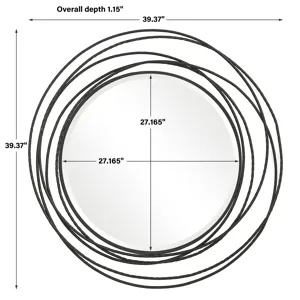 Whirlwind Black Round Mirror