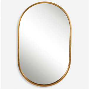 Varina Minimalist Gold Oval Mirror