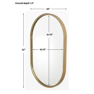 Varina Minimalist Gold Oval Mirror